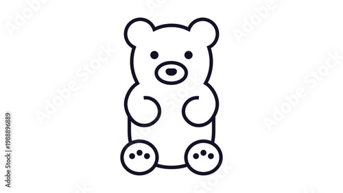 Photos Gummy Bear Minimalist Black Line Vector Icon on White Background