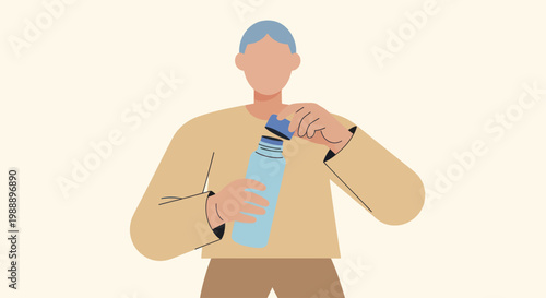 Person opening a plastic water bottle for hydration.