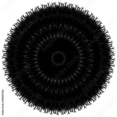 Dark Monochrome Fractal Mandala with Intricate Radial Patterns