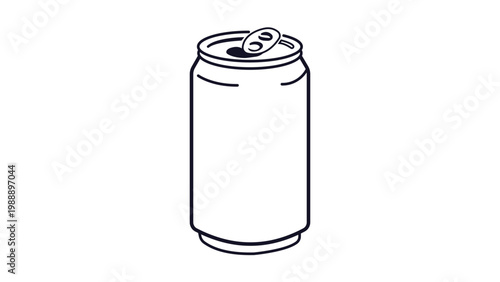 Fényképezés Opened Soft Drink Tin Can Minimalist Line Drawing