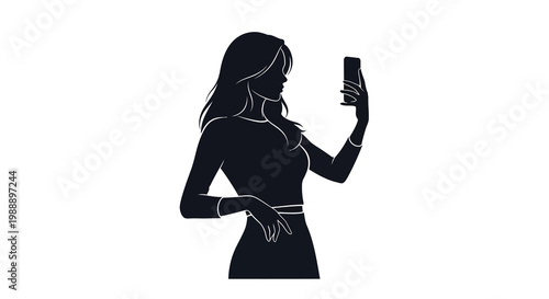 Silhouette of a woman taking a selfie with a smartphone