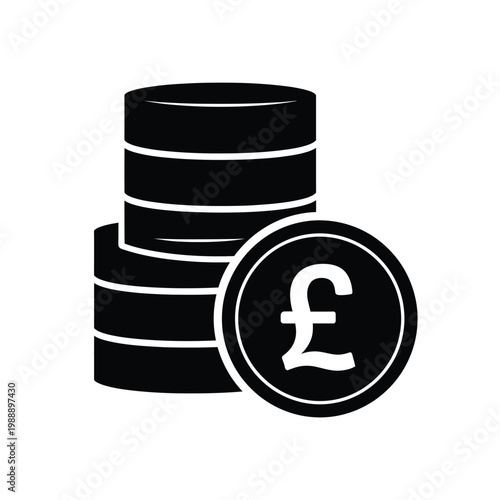 Coins featuring the pound sterling symbol represent financial savings.