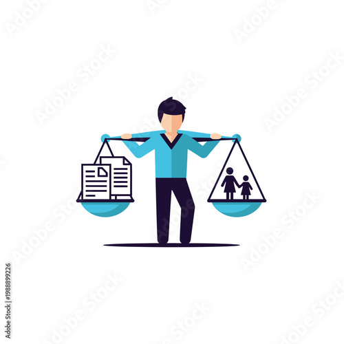 Man balancing work and family life.