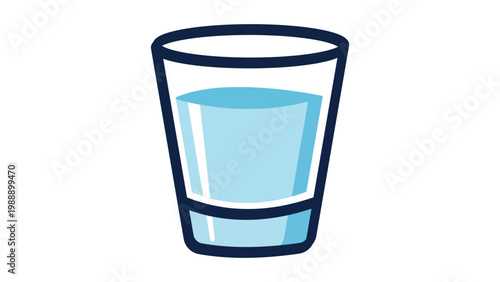 Shot glass vector icon with editable stroke. Modern flat illustration on white background representing a small sturdy glass filled with clear liquid or vodka. Scalable minimalist design element.