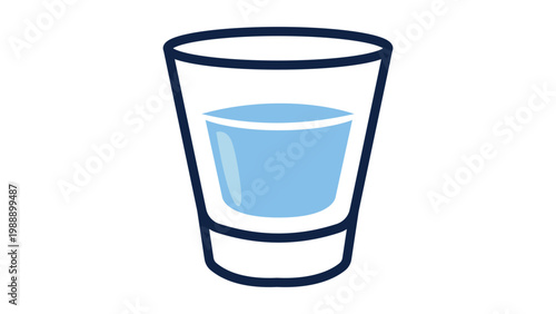 Shot Glass Vector Icon Illustration with Editable Stroke. Modern flat design of a small sturdy glass filled with blue liquid, perfect for bar, party, alcohol, and beverage branding projects.