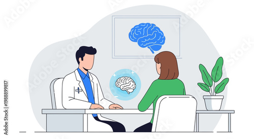 Doctor consulting patient about brain health, neurological consultation, medical examination