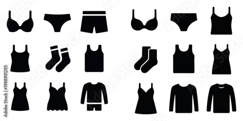Apparel icons with bra socks and tank minimal style