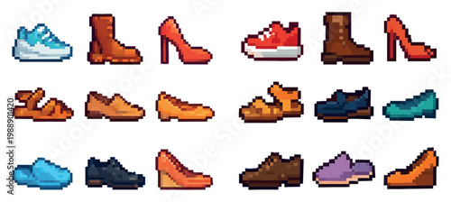 Fashion icons with sneaker boot heel pixel