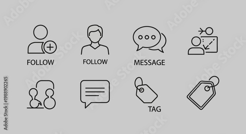 Social Media Interface Icons Set for User Interaction and Communication