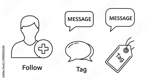 Set of Social Media Interaction Icons for User Engagement