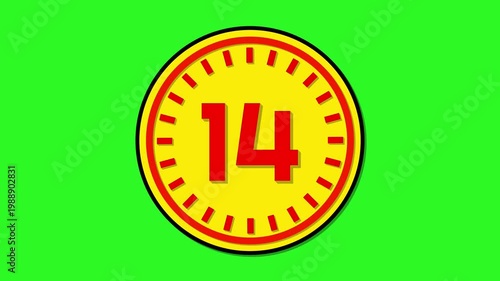 Number 14 with circular animation on green screen background. 14 days to go. 14 days left