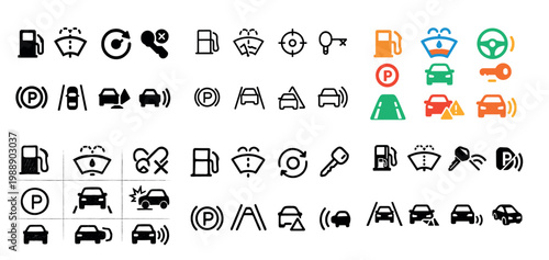 Car dashboard icons and symbols collection