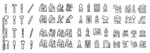 Diverse sculpting icons set