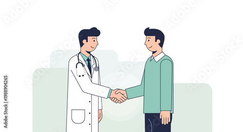 Doctor shaking hands with patient, healthcare concept, medical consultation, trust and care