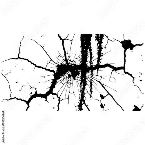 Black and White Cracked Glass Texture Background