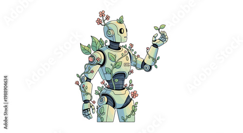 Robot with green and blue mechanical.