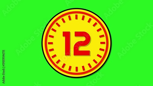 Number 12 with circular animation on green screen background. 12 days to go. 12 days left