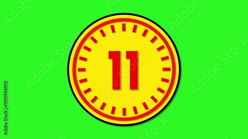 Number 11 with circular animation on green screen background. 11 days to go. 11 days left