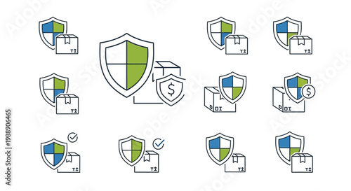 Shipping Insurance and Package Protection Icon Set