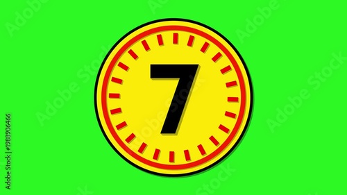 Number 7 with circular animation on green screen background. 7 days to go. 7 days left