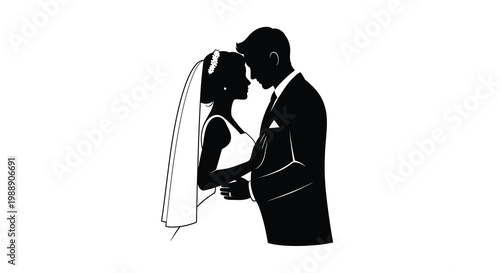 Silhouetted wedding couple a romantic moment of first kiss and celebration