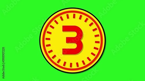 Number 3 with circular animation on green screen background. 3 days to go. 3 days left