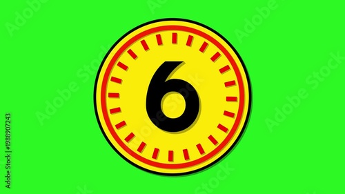 Number 6 with circular animation on green screen background. 6 days to go. 6 days left