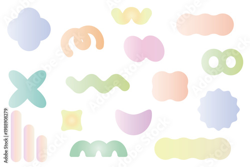 ソフトグラデーションのやさしい抽象図形セット