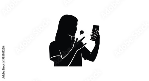Silhouette of a woman taking a selfie with a smartphone