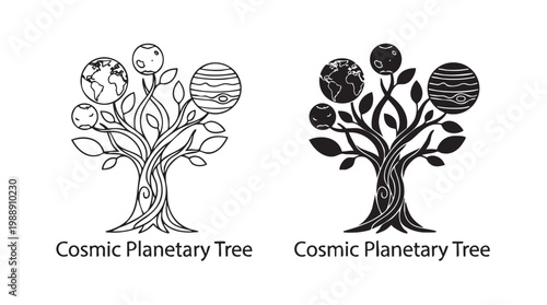 Cosmic_Planetary_Tree_Cosmic planetary tree with planets and stars silhouette