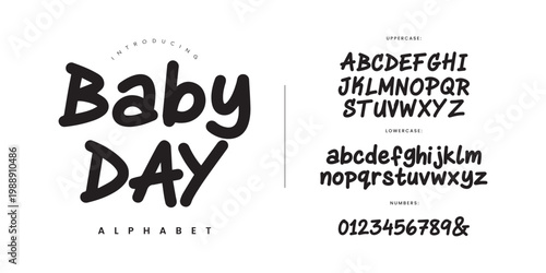 Baby Day cute rounded bubble font for kids fashion branding and adorable nursery room wall art decor