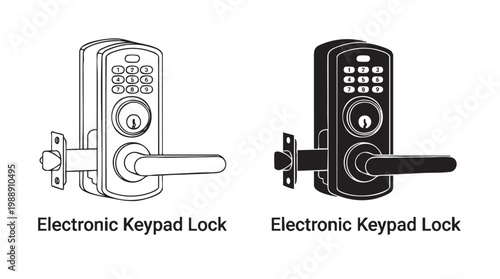 Two electronic keypad door locks illustrated silhouette