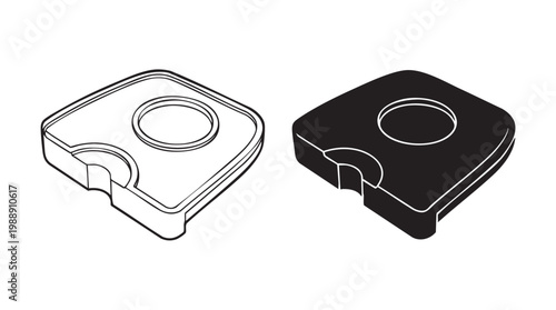 Engineering diagram displays small square part silhouette.