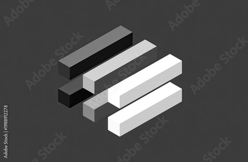 Isometric view of stacked gray bricks, alternating shades against a dark gray backdrop