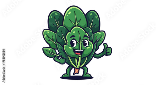 Happy Spinach Mascot Giving Thumbs Up
