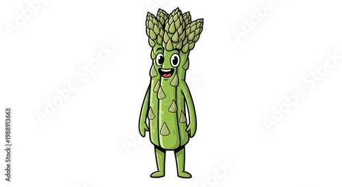 Happy Asparagus Character Illustration