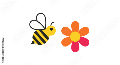 Bee flying near a flower.