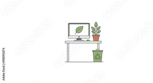 Computer on a desk with potted plants.