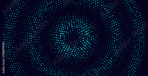Abstract digital circular waves made of luminous dots, big data energy rings, futuristic tech background with gradient glow