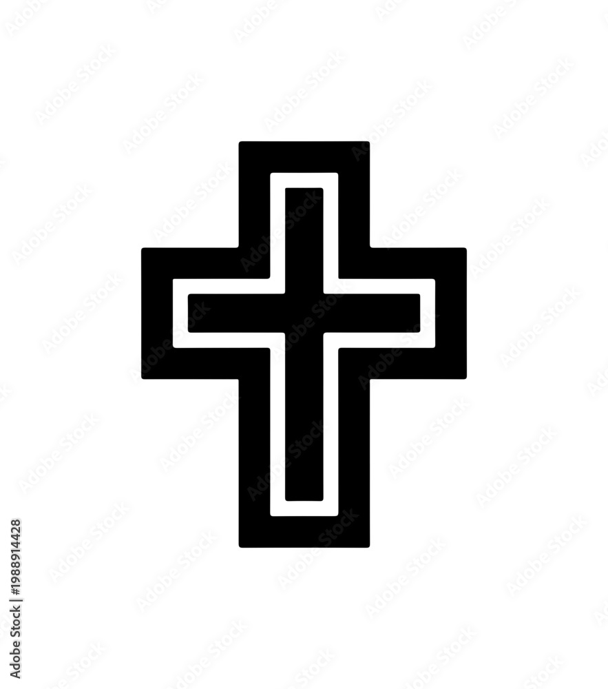 Fototapeta premium Minimalist Black Cross Icon - Clean Vector Design