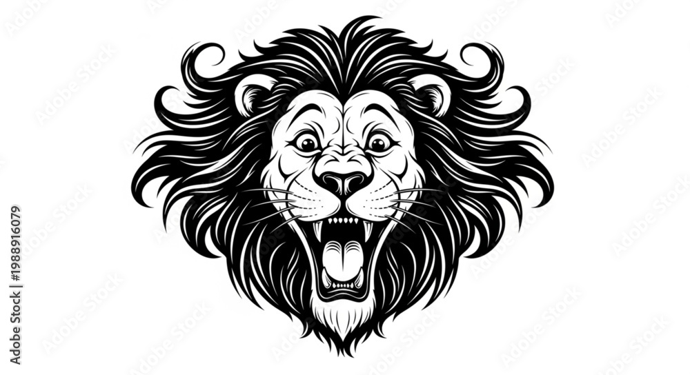 Obraz premium Wild Lion Head Bold Line Art Design 