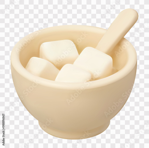 Tea and Matcha  Vector Icon Set | 3D icon set |  sugar cube bowl