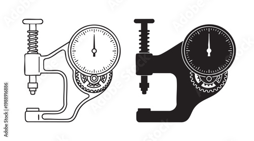 precision micrometer gauge for accurate measurements silhouette cut out isolated illustration on transparent background layout