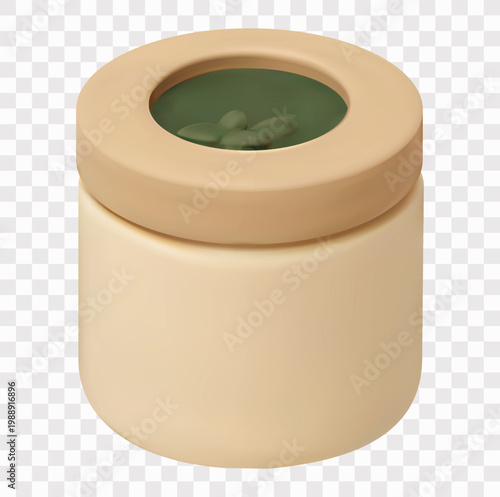 Tea and Matcha  Vector Icon Set | 3D icon set | green leaf canister