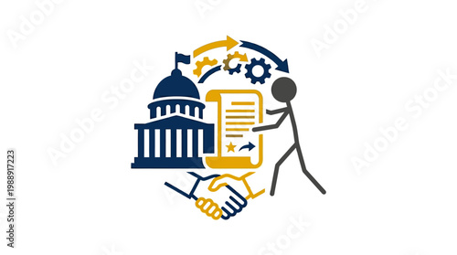 Government and Business Partnership - Collaboration and Agreement Concept.