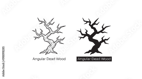 minimalist illustration of dead tree branches silhouette cut out isolated illustration on transparent background layout
