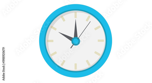 A blue-rimmed analog clock shows approximately ten past ten.