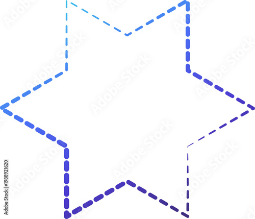 Geometric dashed line shape and icon element for tech, digital, cyber, web