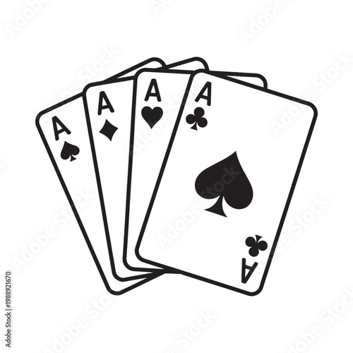 Four playing cards are displayed all showing the ace of different suits