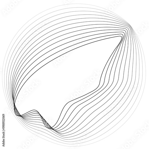 Circles round shape with wavy dynamic line. Frame border gradient